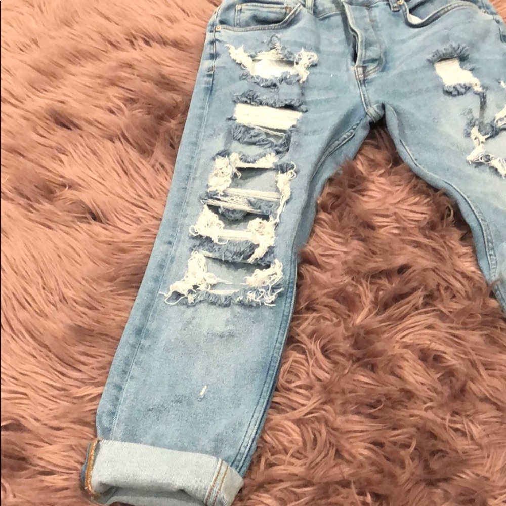 Zara Button Fly Distressed Jeans Size 31 [Ripped] - Picture 2 of 5